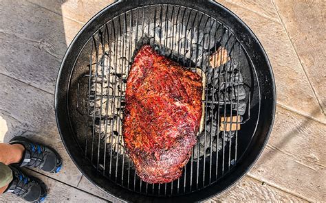cooking a brisket on a weber grill